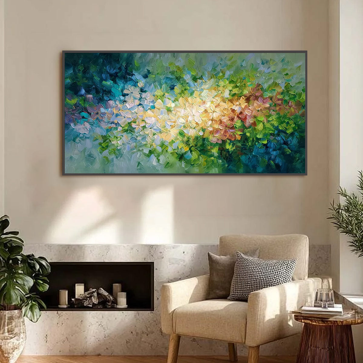 GARDEN OF LIGHT: Textured Abstract Floral Impasto Oil Painting