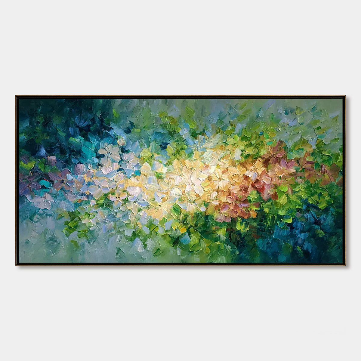 GARDEN OF LIGHT: Textured Abstract Floral Impasto Oil Painting