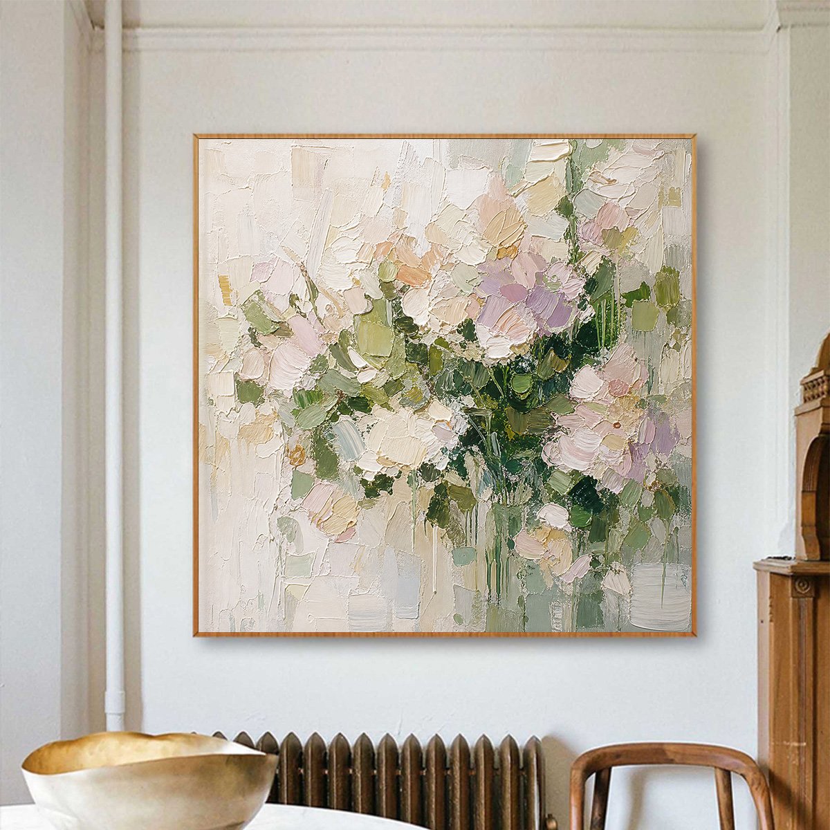 GARDEN REVERIE Square Floral Impasto Wall Art Oil Painting