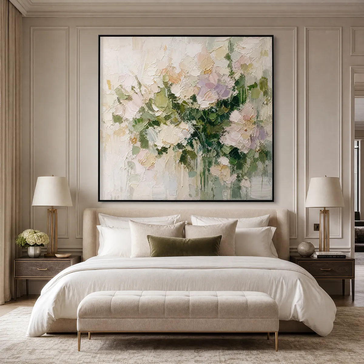 GARDEN REVERIE Square Floral Impasto Wall Art Oil Painting