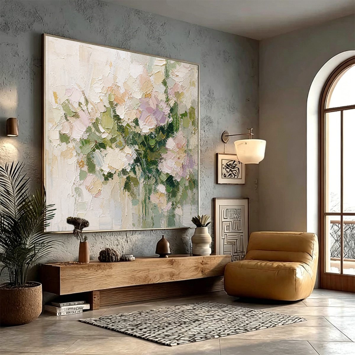 GARDEN REVERIE Square Floral Impasto Wall Art Oil Painting