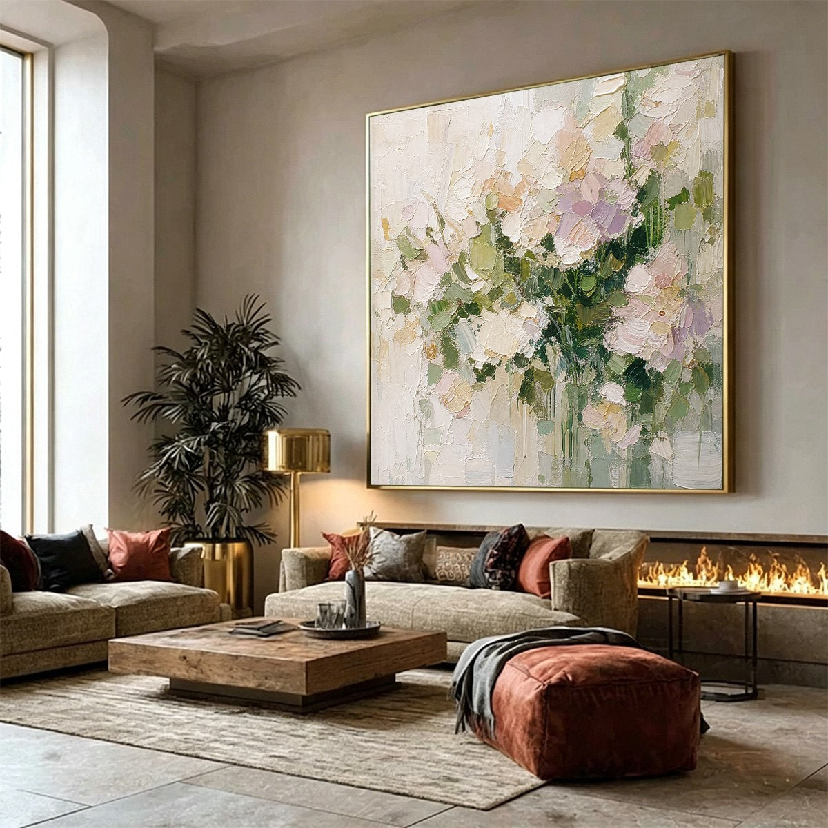 GARDEN REVERIE Square Floral Impasto Wall Art Oil Painting