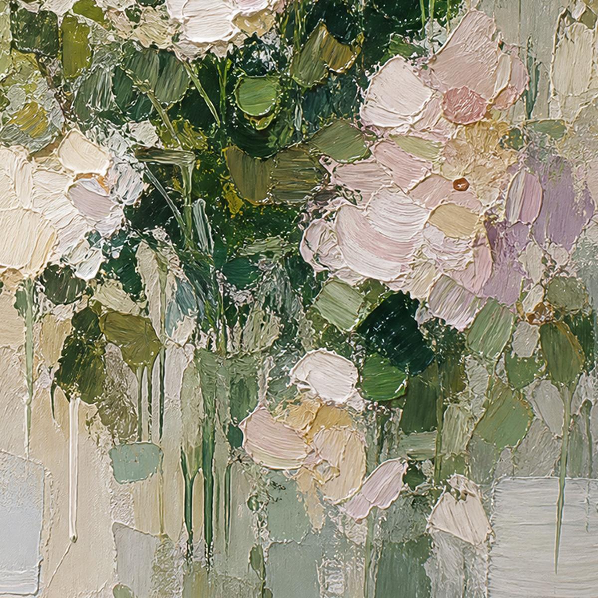 GARDEN REVERIE Square Floral Impasto Wall Art Oil Painting