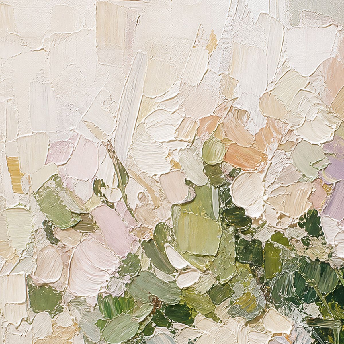 GARDEN REVERIE Square Floral Impasto Wall Art Oil Painting