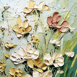 GARDEN SERENADE: Textured Impasto Painting of a Wildflower Meadow
