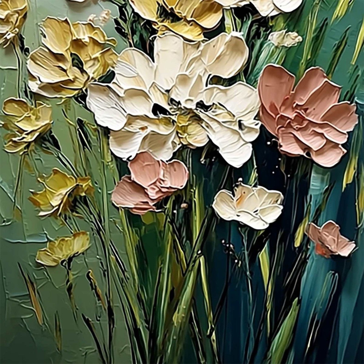 GARDEN SERENADE: Textured Impasto Painting of a Wildflower Meadow