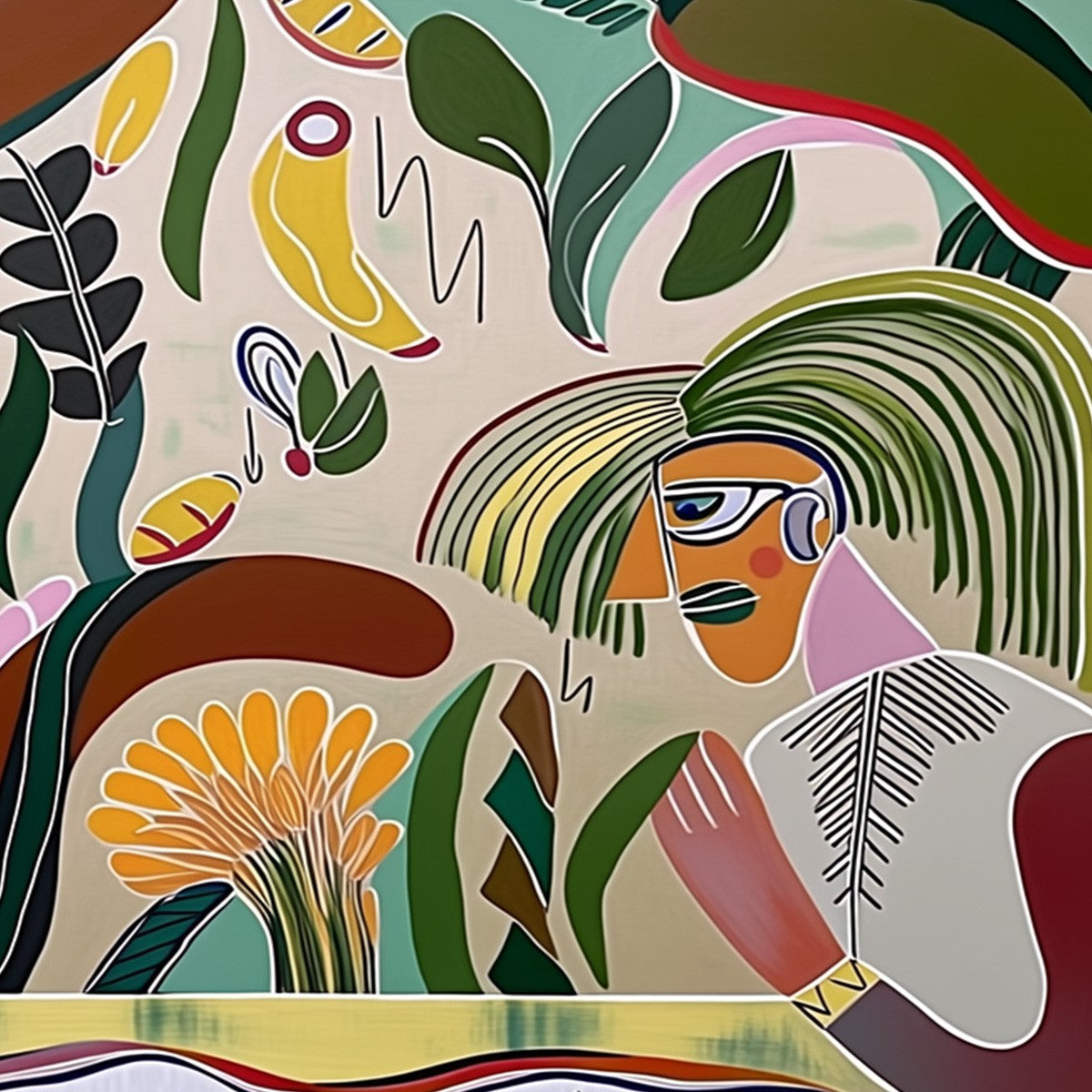 GARDEN WHISPERS: Colorful Abstract Figurative Boho Wall Art