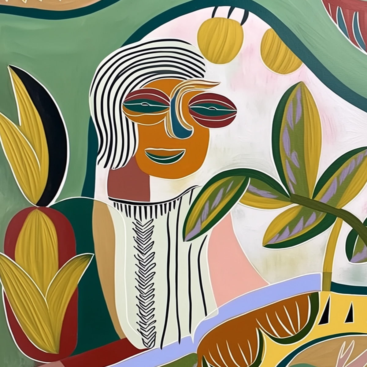 GARDEN WHISPERS: Colorful Abstract Figurative Painting for Modern Spaces