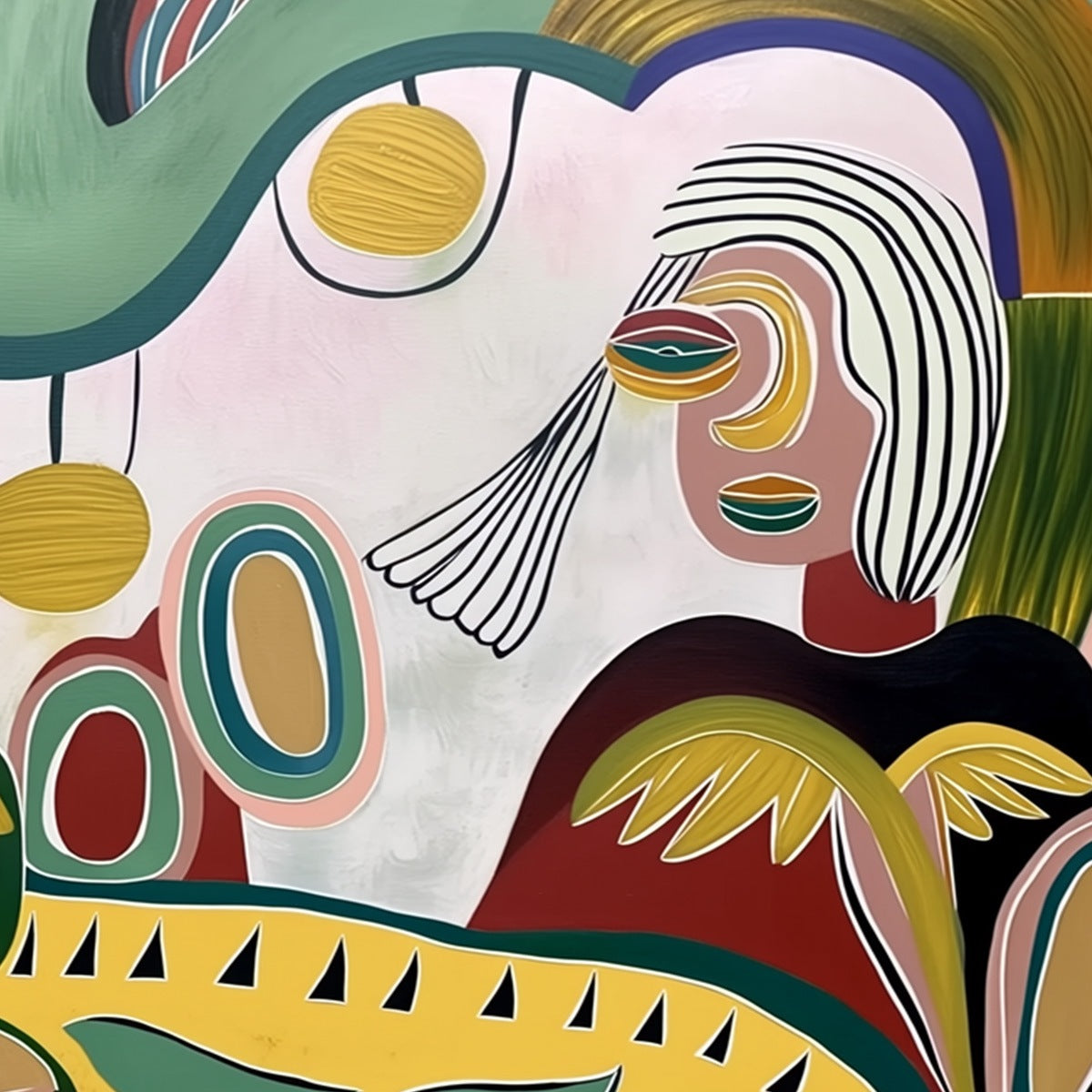 GARDEN WHISPERS: Colorful Abstract Figurative Painting for Modern Spaces