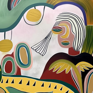 GARDEN WHISPERS: Colorful Abstract Figurative Painting for Modern Spaces