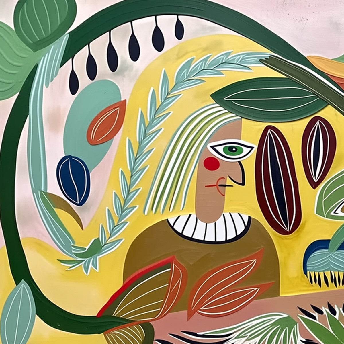 GARDEN WHISPERS: Large Colorful Boho Figurative Abstract Painting