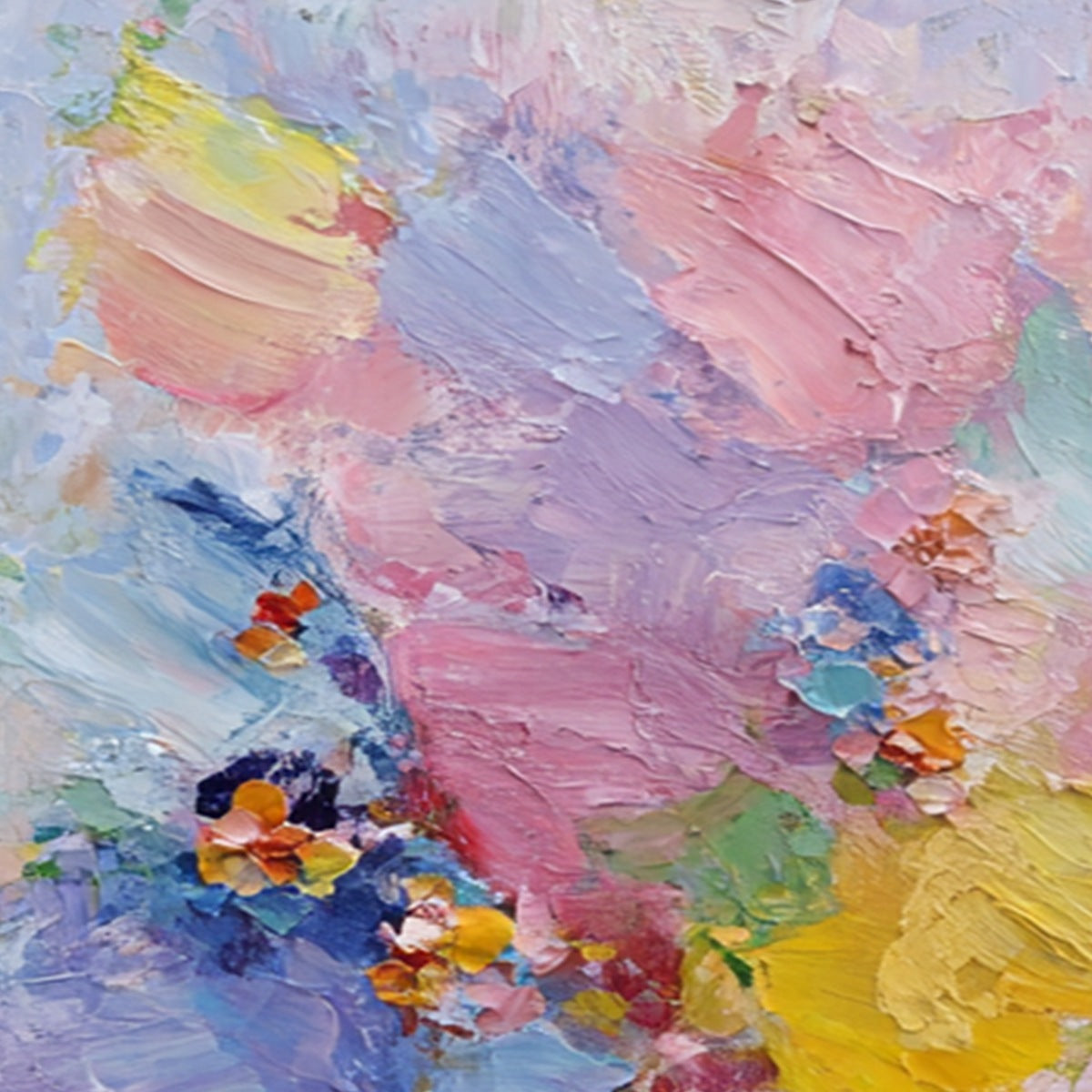 GARDEN REVERIE: Colorful Abstract Floral Impasto Painting Set of 2