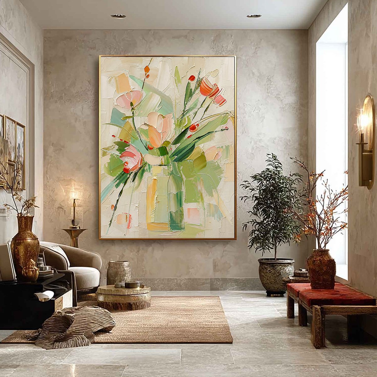 GARDEN'S BREATH: Textured Impasto Floral Still Life Oil Painting
