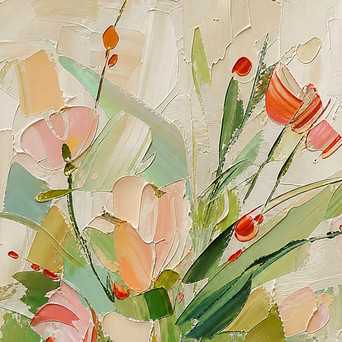 GARDEN'S BREATH: Textured Impasto Floral Still Life Oil Painting