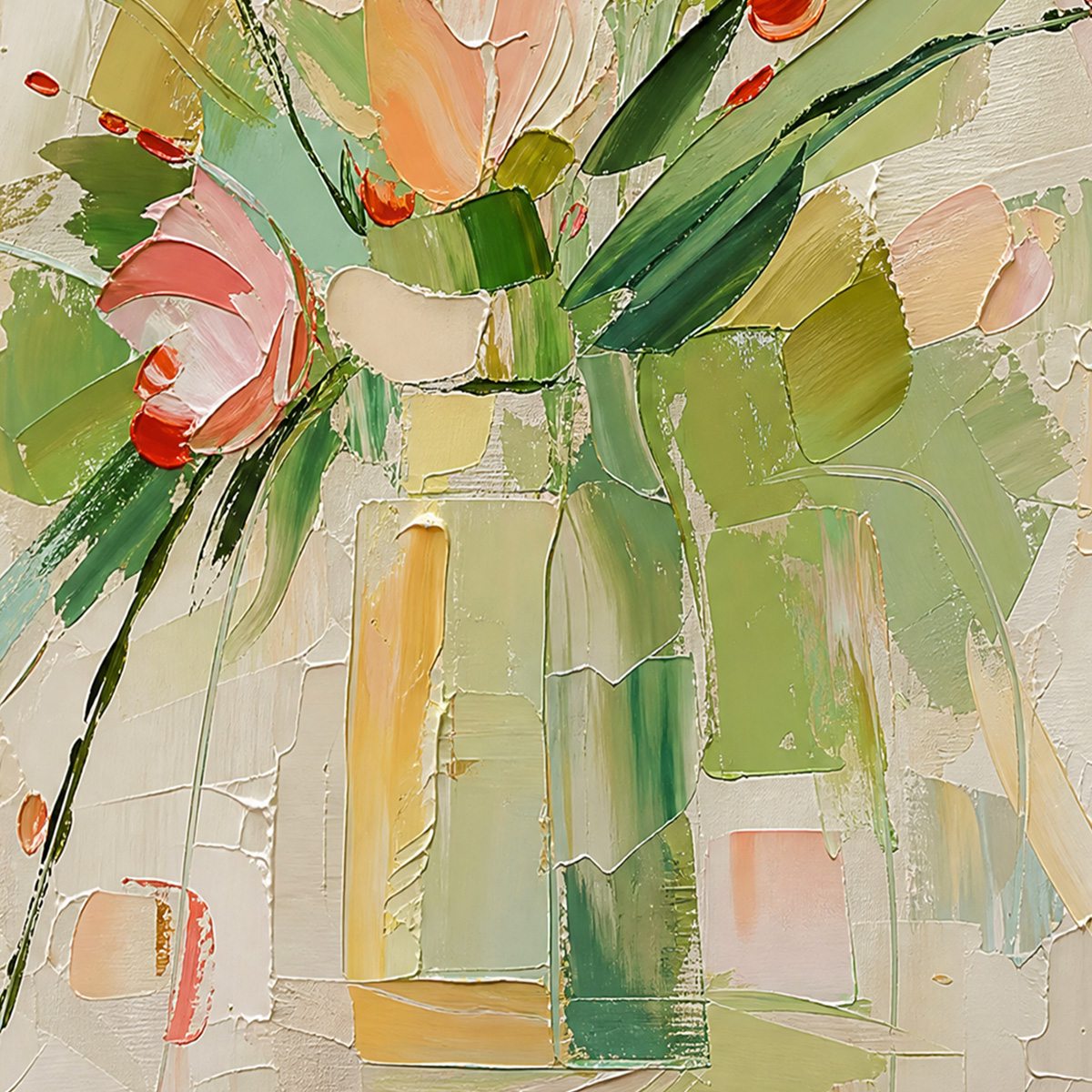 GARDEN'S BREATH: Textured Impasto Floral Still Life Oil Painting