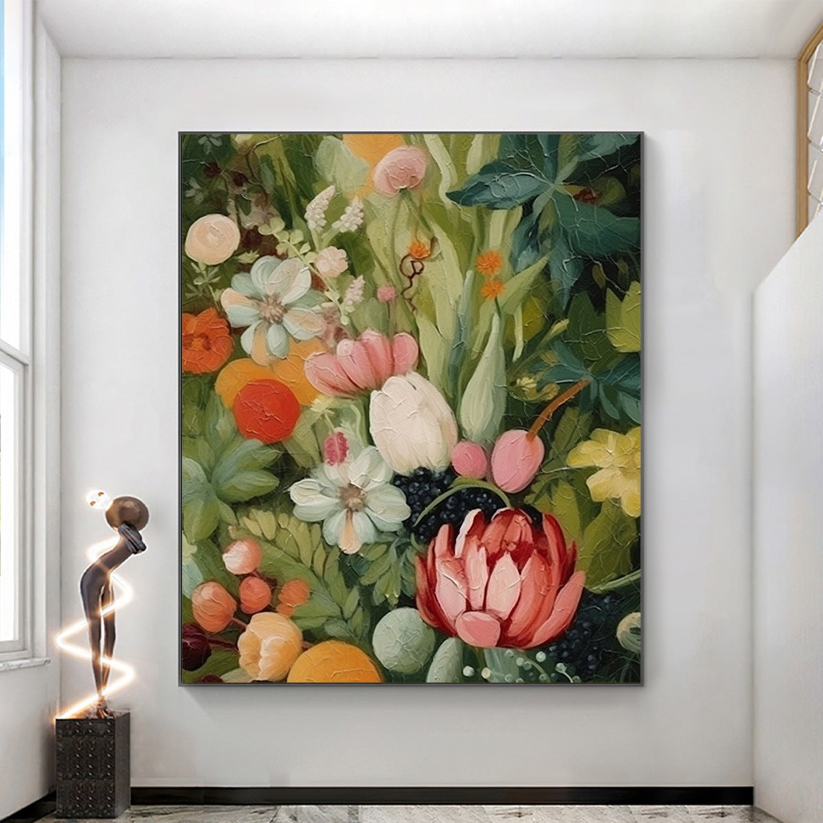 GARDEN'S GRACE: Textured Floral Still Life Oil Painting