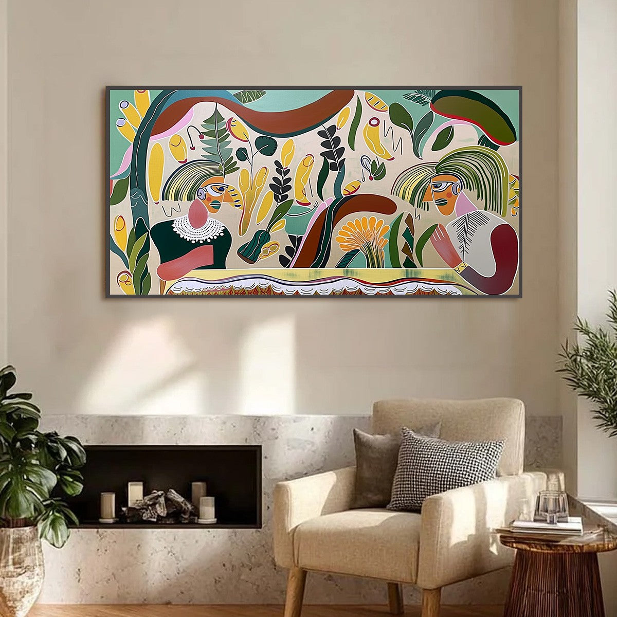 GARDEN WHISPERS: Colorful Abstract Figurative Boho Wall Art