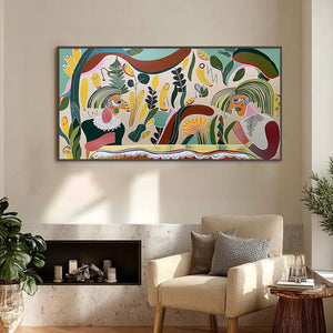 GARDEN WHISPERS: Colorful Abstract Figurative Boho Wall Art