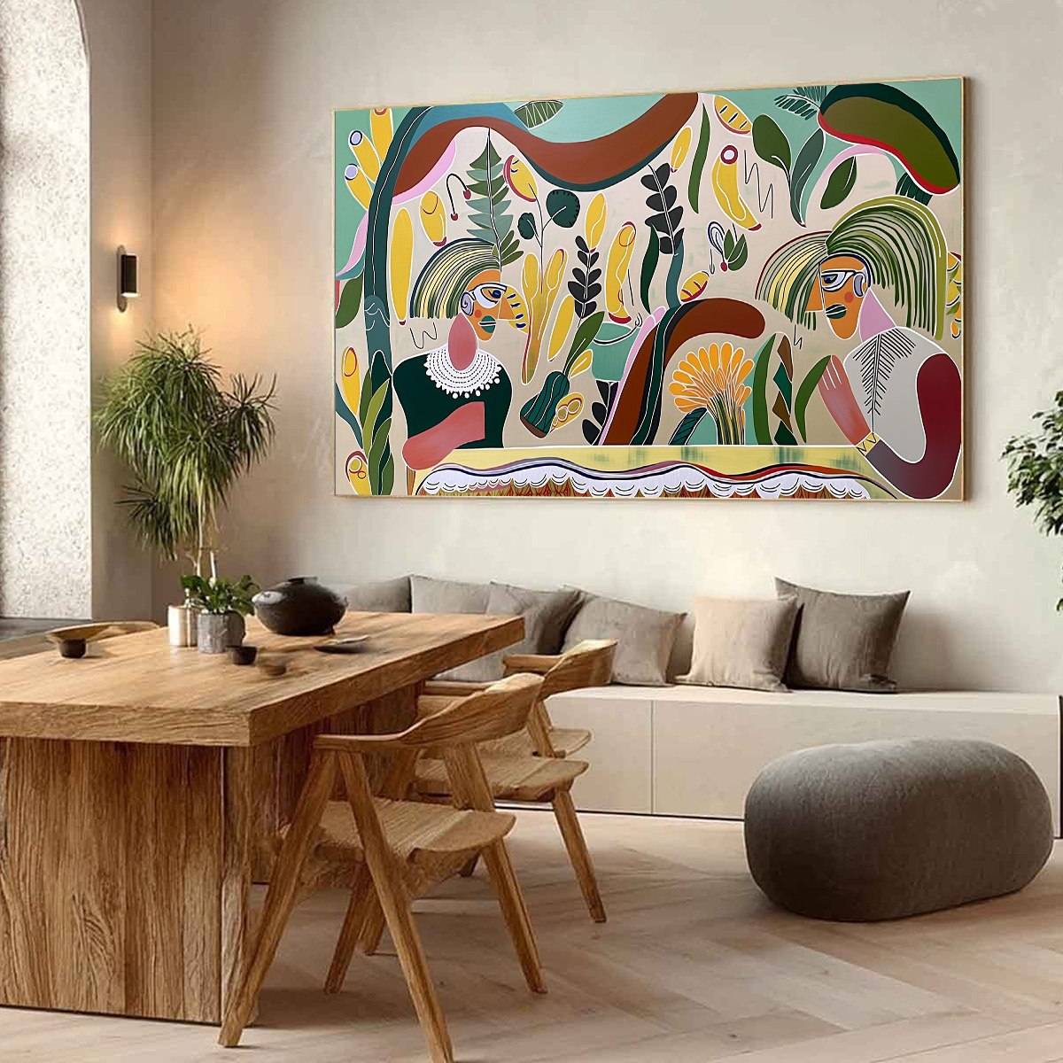 GARDEN WHISPERS: Colorful Abstract Figurative Boho Wall Art