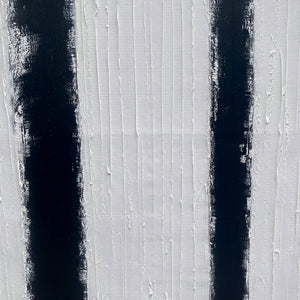 Contrast: Original Abstract Geometric Oil Painting - Black, White, Beige Wall Art Decor