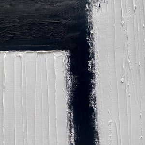 Contrast: Original Abstract Geometric Oil Painting - Black, White, Beige Wall Art Decor