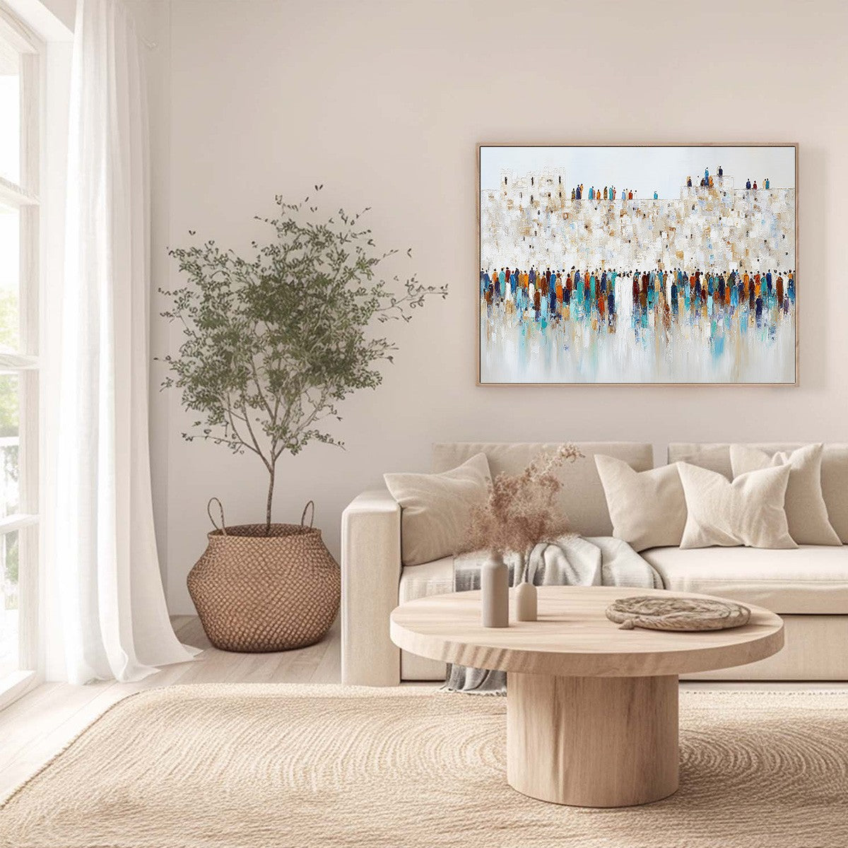 GATHERING: Textured Abstract Figurative Crowd Wall Art Painting