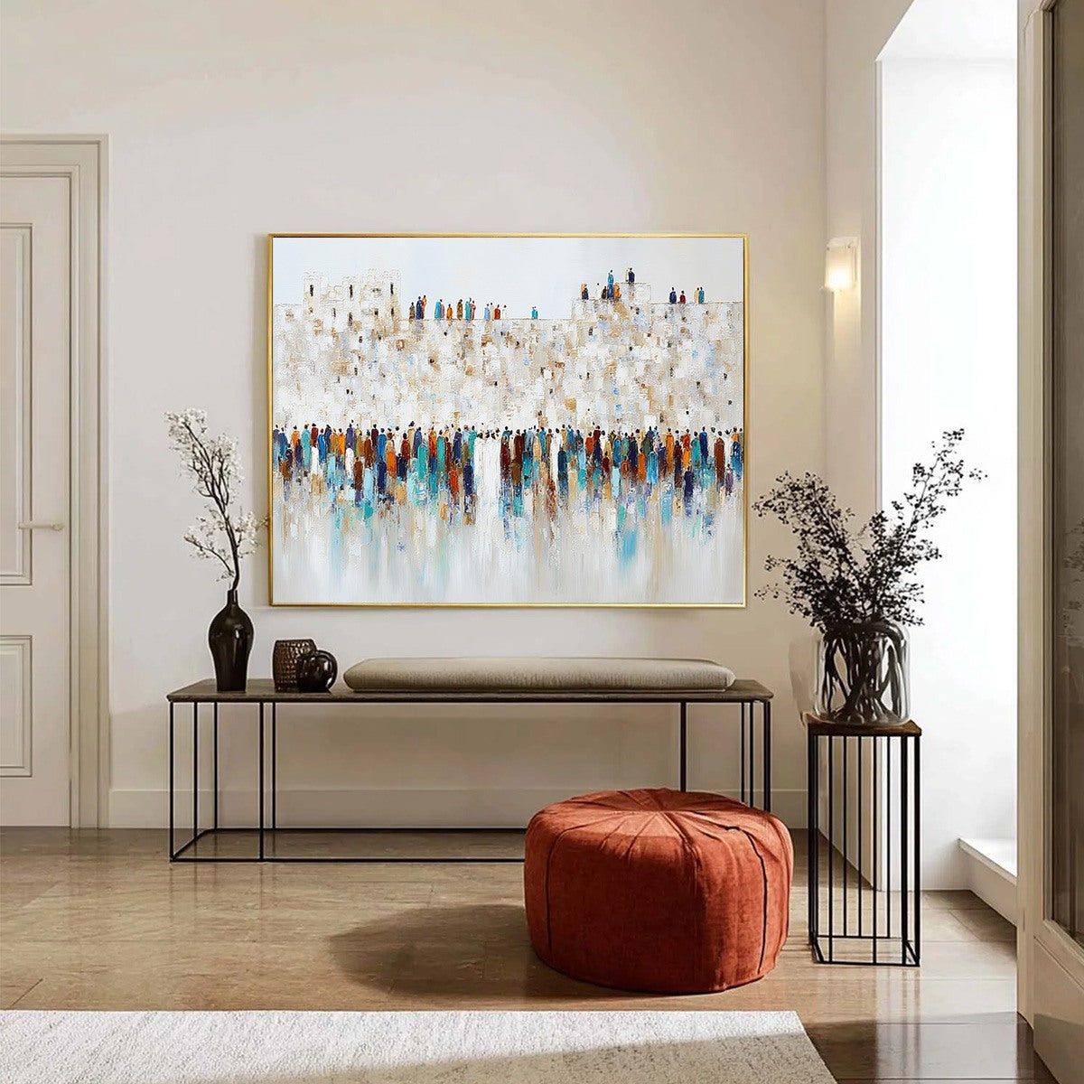 GATHERING: Textured Abstract Figurative Crowd Wall Art Painting