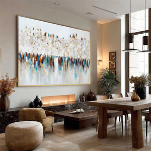GATHERING: Textured Abstract Figurative Crowd Wall Art Painting