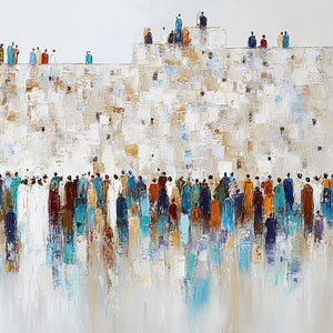 GATHERING: Textured Abstract Figurative Crowd Wall Art Painting