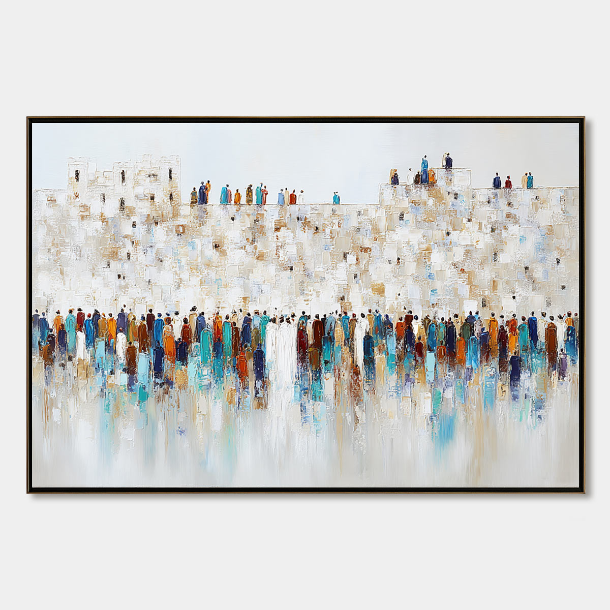 GATHERING: Textured Abstract Figurative Crowd Wall Art Painting