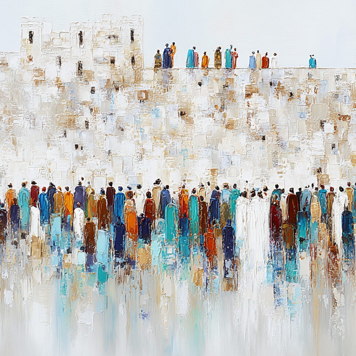 GATHERING: Textured Abstract Figurative Crowd Wall Art Painting