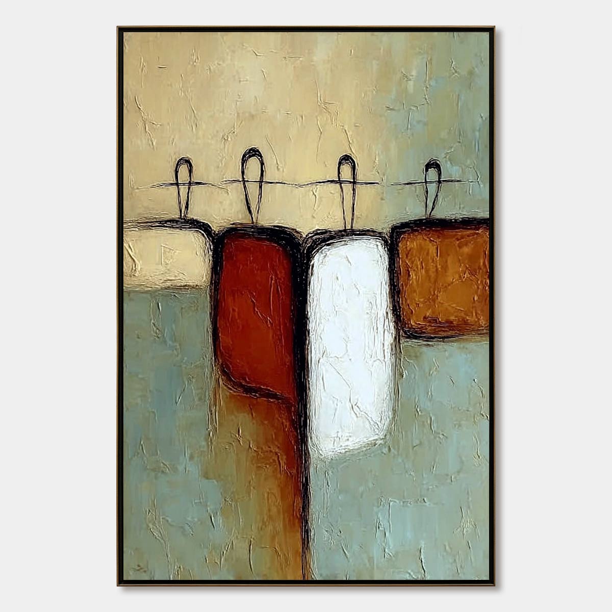 GATHERING: Textured Wabi Sabi Abstract Figurative Painting