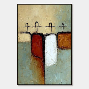 GATHERING: Textured Wabi Sabi Abstract Figurative Painting