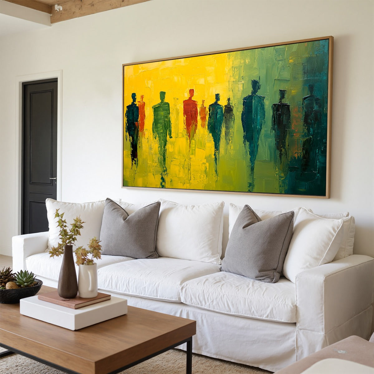 GATHERING LIGHT: Vibrant Abstract Figurative Oil Painting