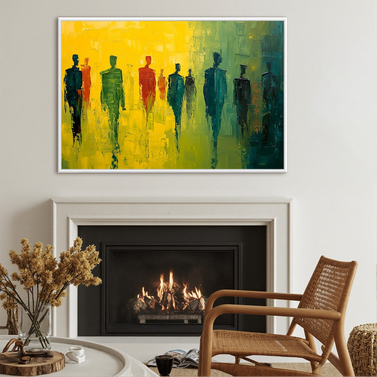 GATHERING LIGHT: Vibrant Abstract Figurative Oil Painting