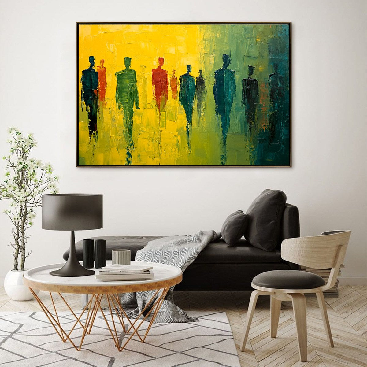 GATHERING LIGHT: Vibrant Abstract Figurative Oil Painting