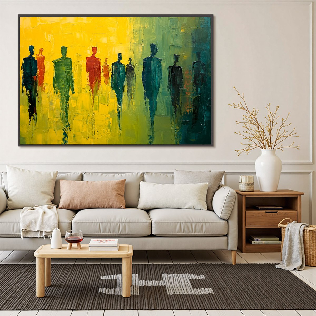 GATHERING LIGHT: Vibrant Abstract Figurative Oil Painting
