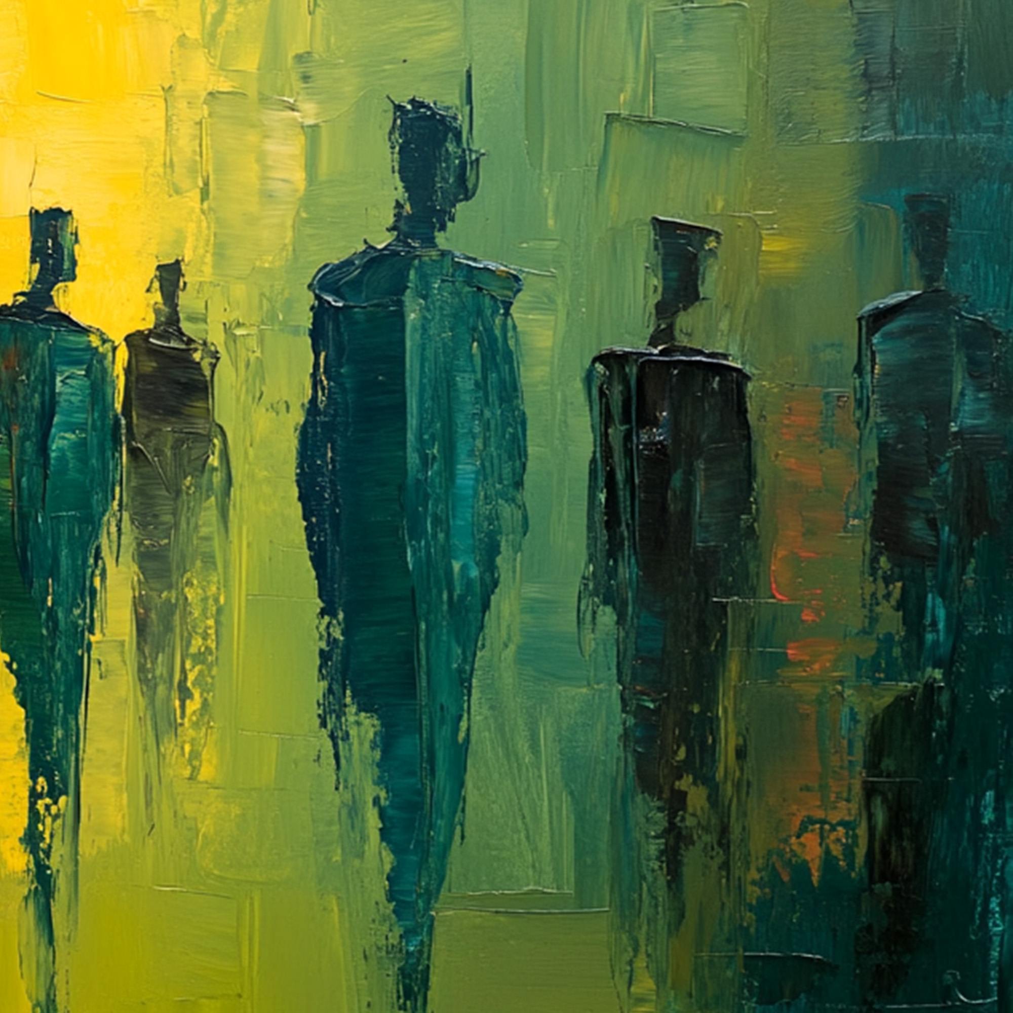 GATHERING LIGHT: Vibrant Abstract Figurative Oil Painting