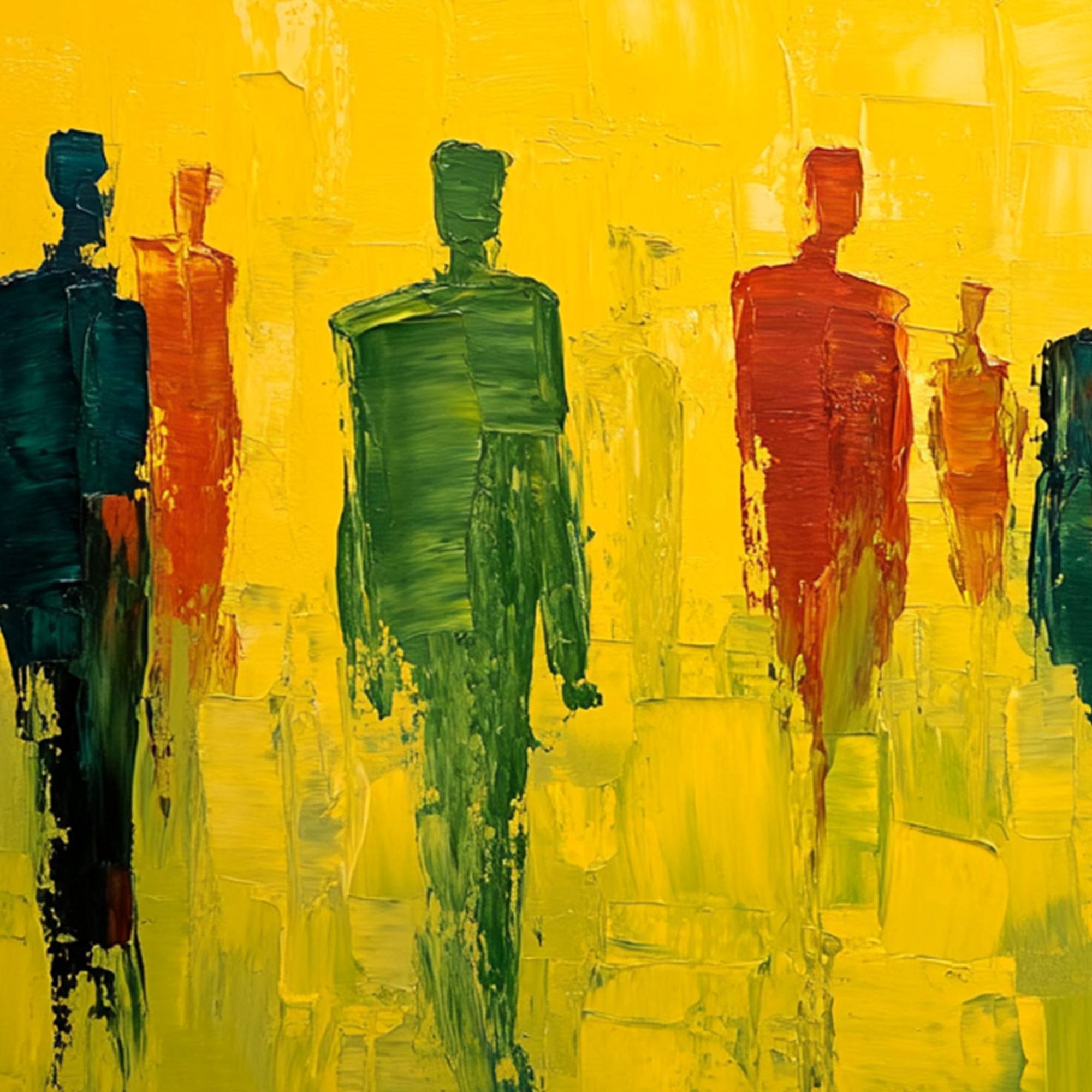 GATHERING LIGHT: Vibrant Abstract Figurative Oil Painting