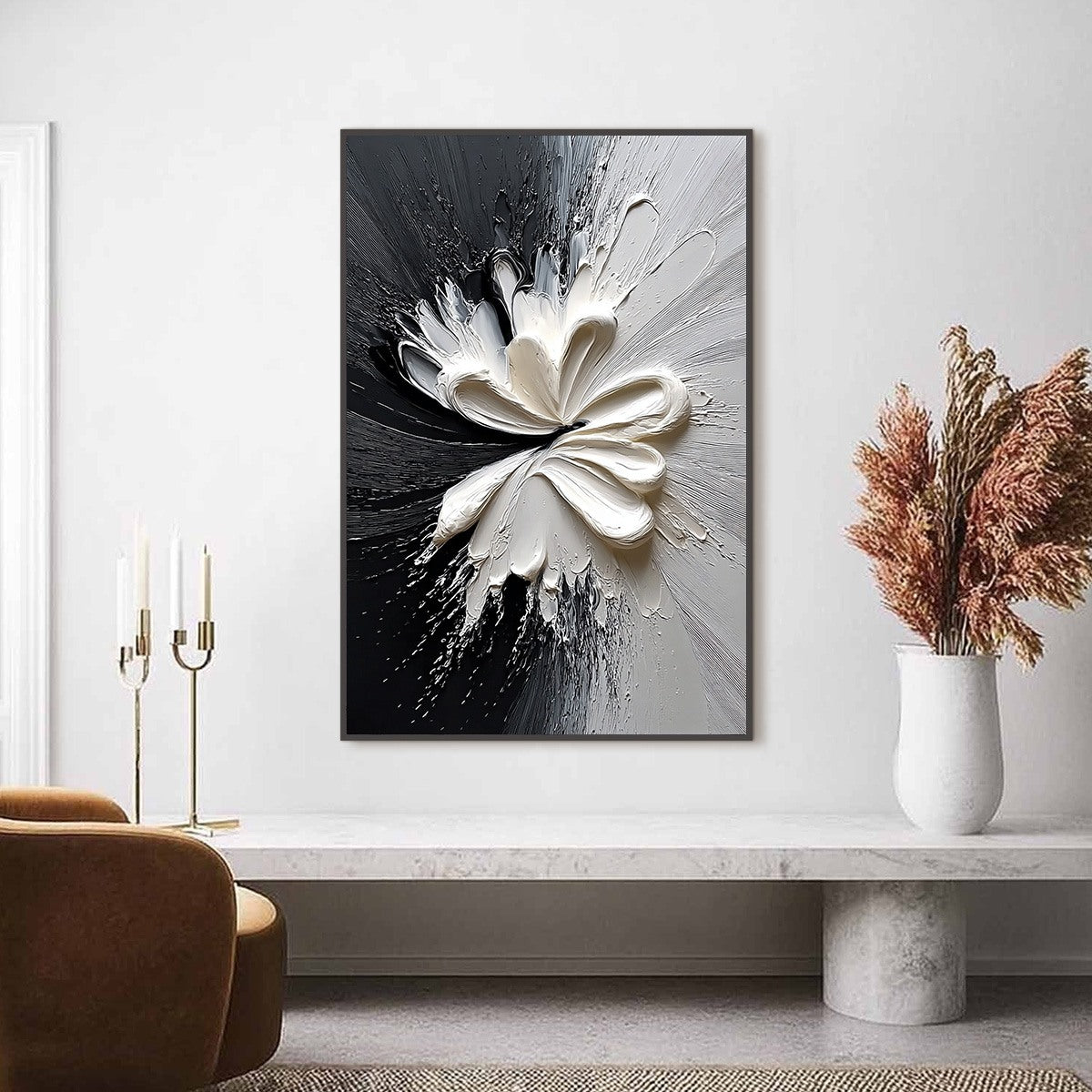 GENESIS: Black and White Textured Abstract Impasto Painting
