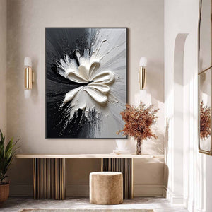 GENESIS: Black and White Textured Abstract Impasto Painting