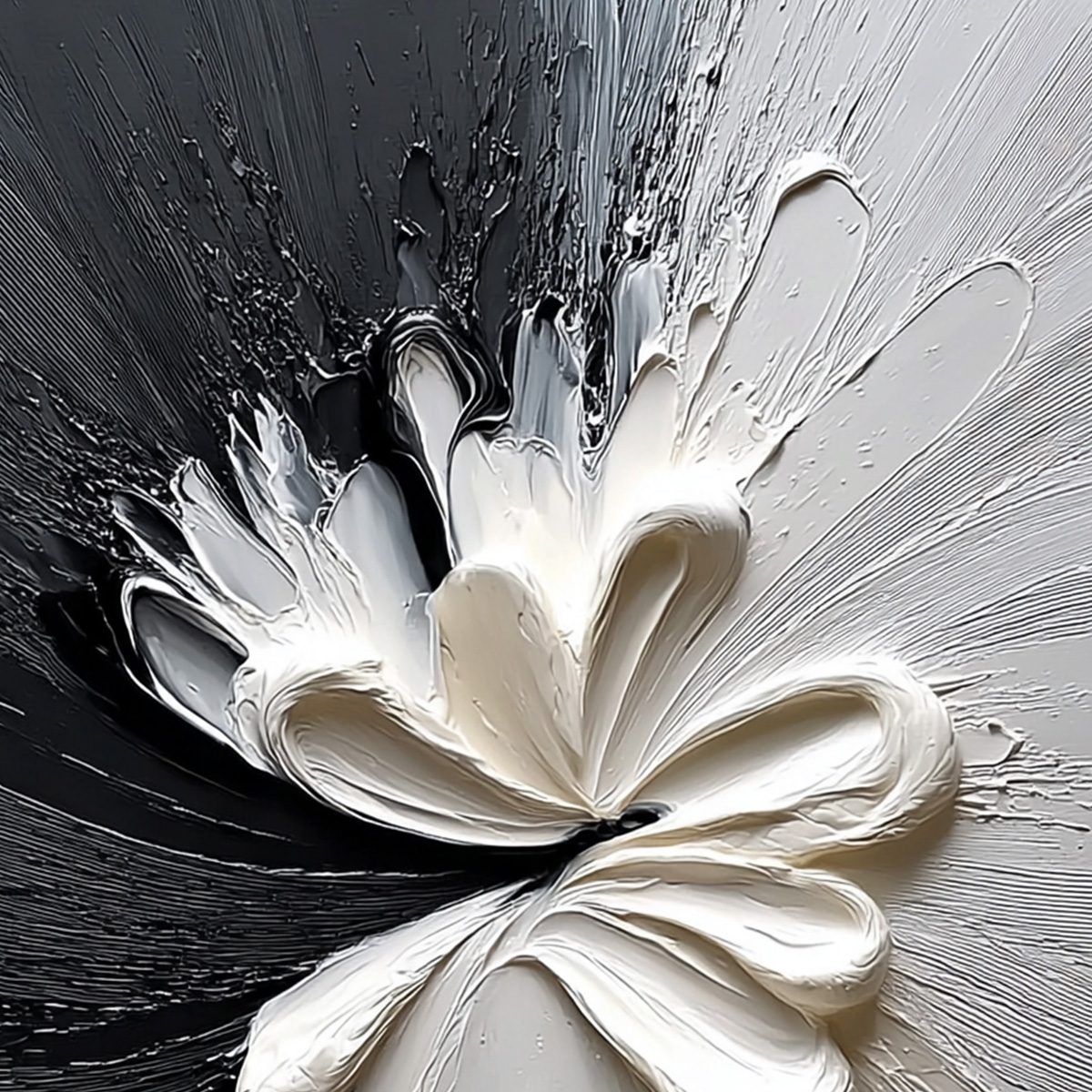 GENESIS: Black and White Textured Abstract Impasto Painting