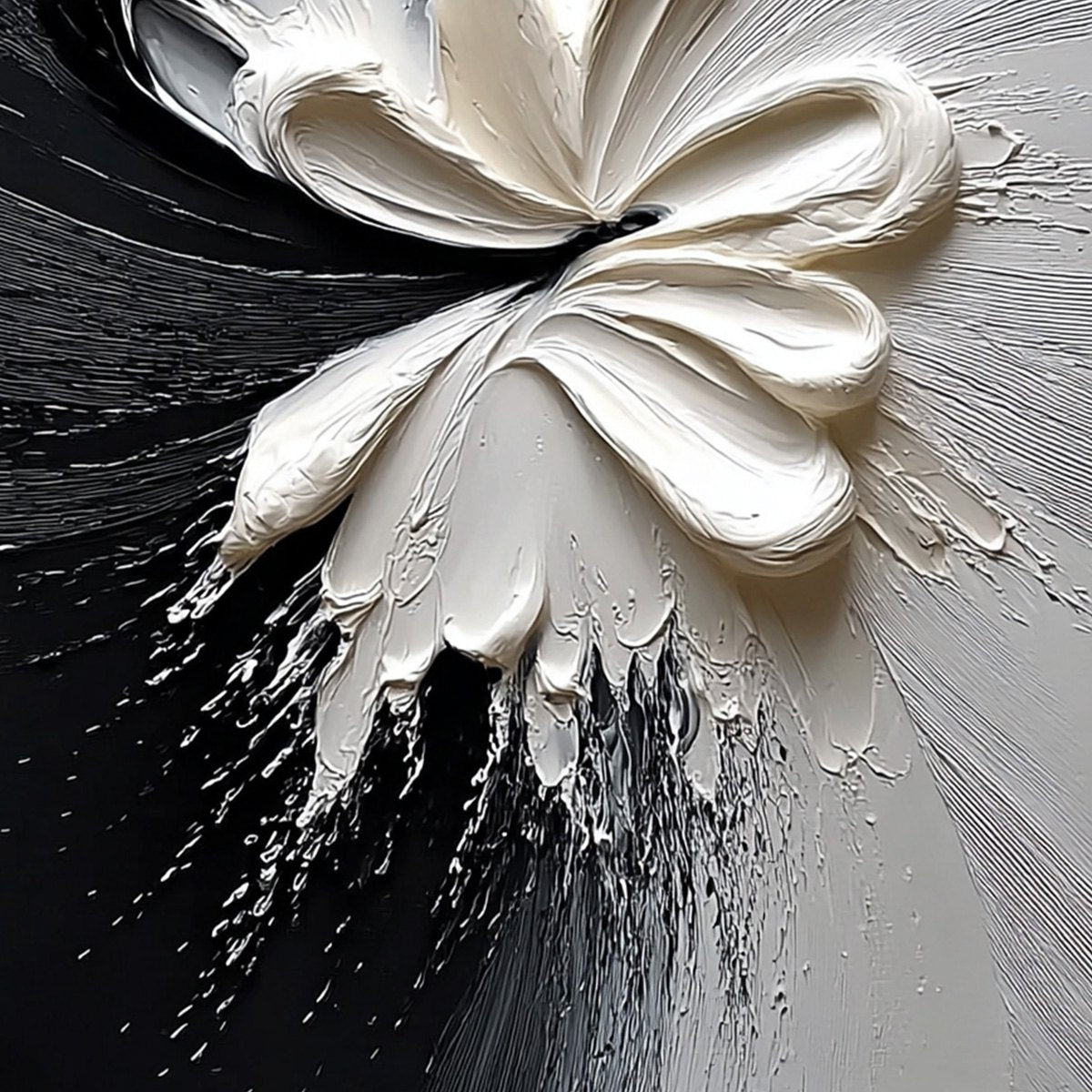 GENESIS: Black and White Textured Abstract Impasto Painting