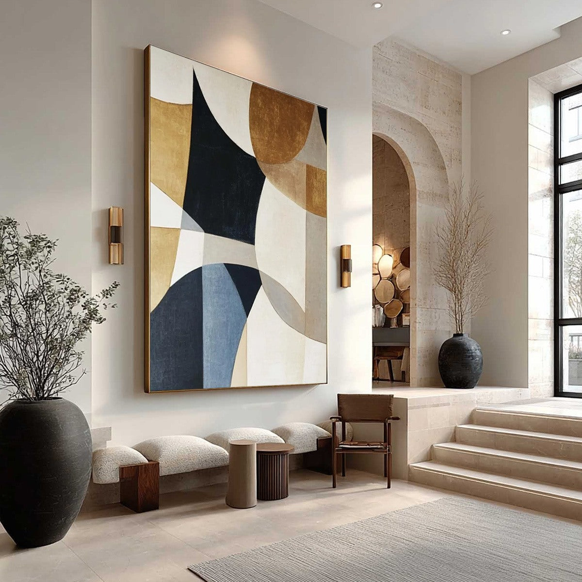 GEOMETRIC BALANCE: Abstract Minimalist Geometric Oil Painting