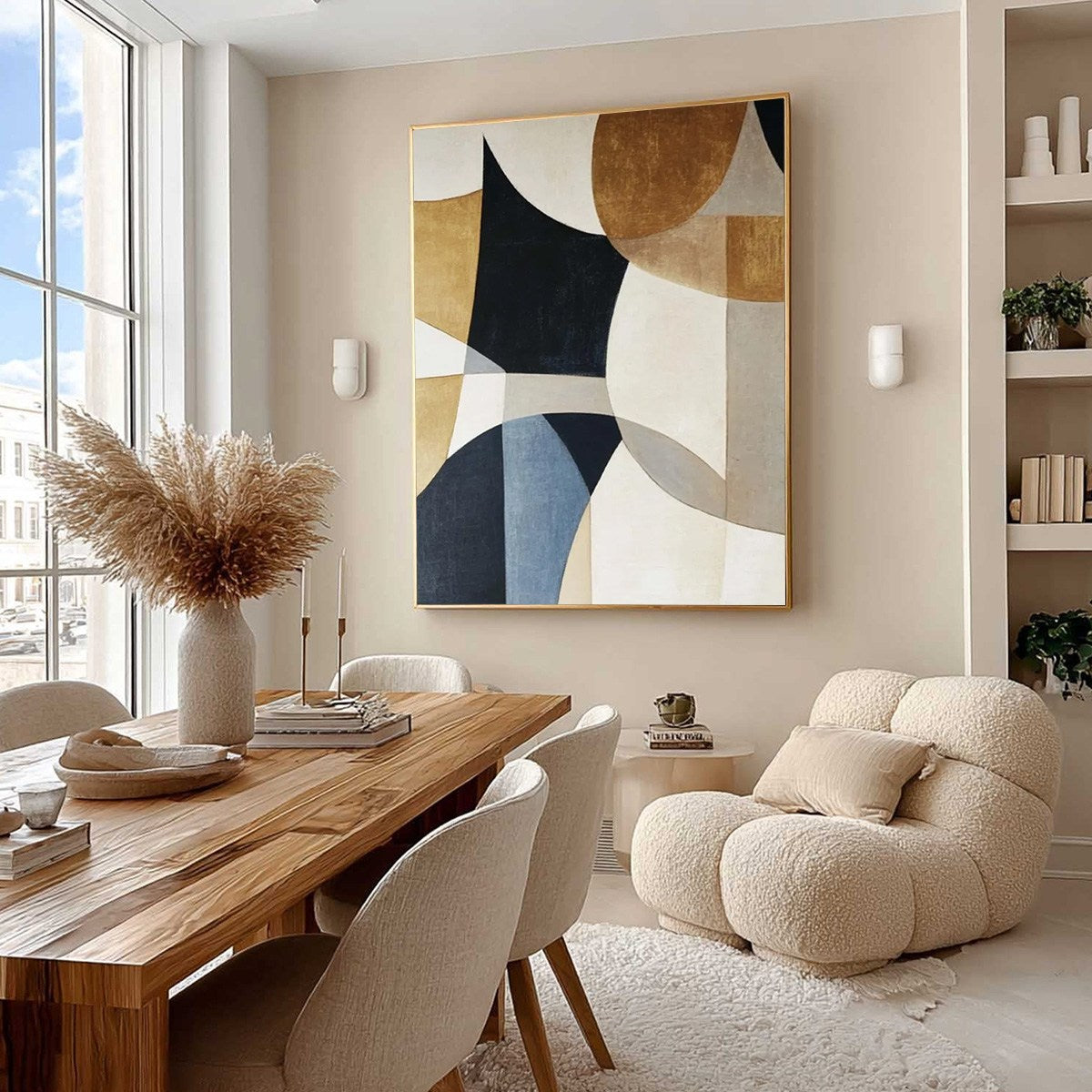 GEOMETRIC BALANCE: Abstract Minimalist Geometric Oil Painting