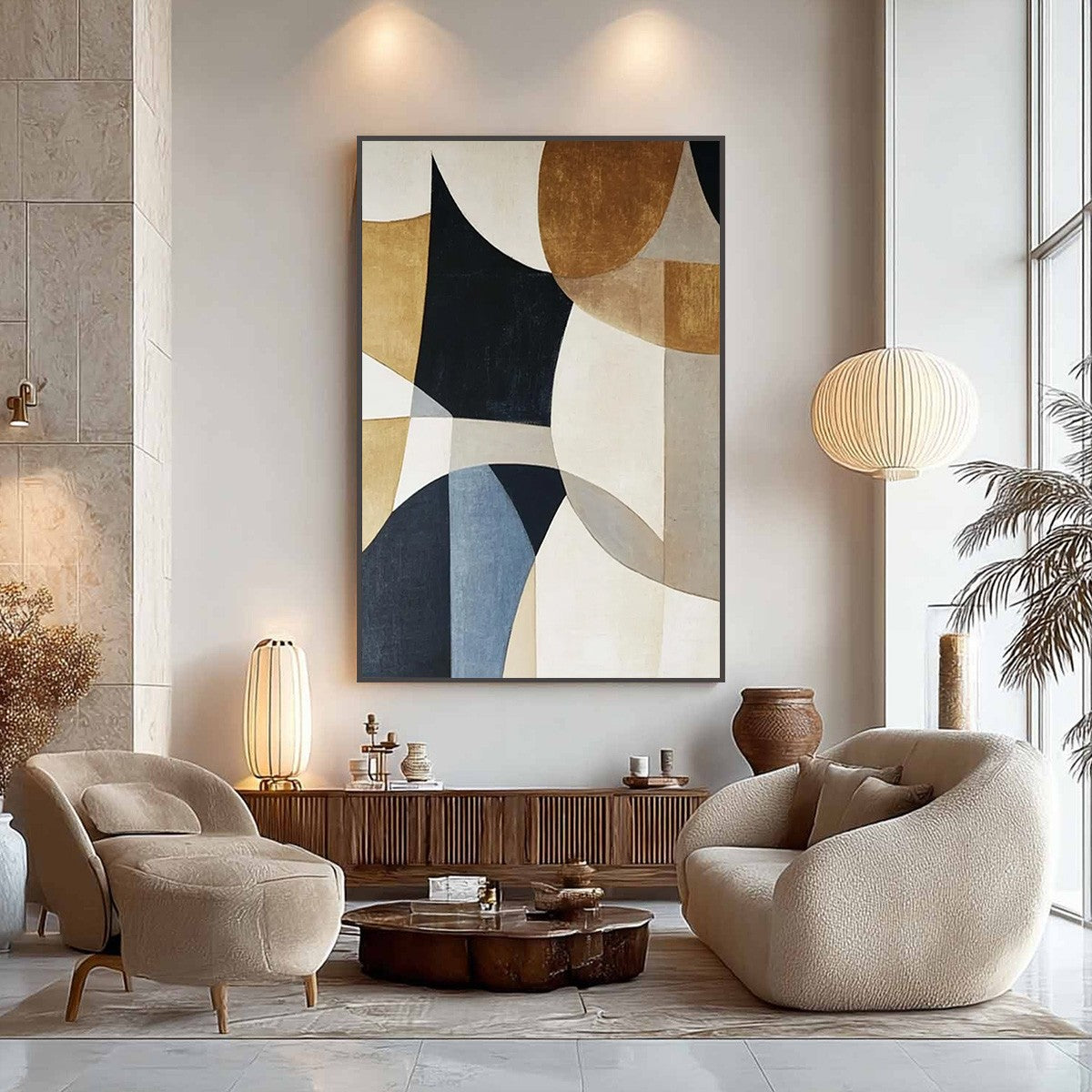 GEOMETRIC BALANCE: Abstract Minimalist Geometric Oil Painting
