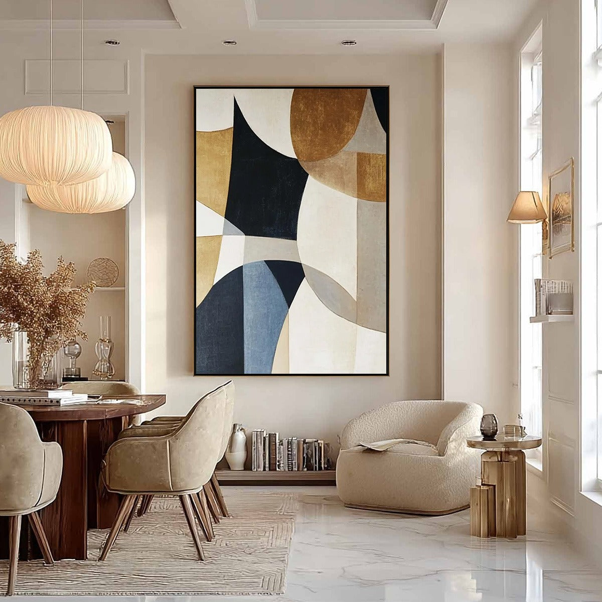 GEOMETRIC BALANCE: Abstract Minimalist Geometric Oil Painting