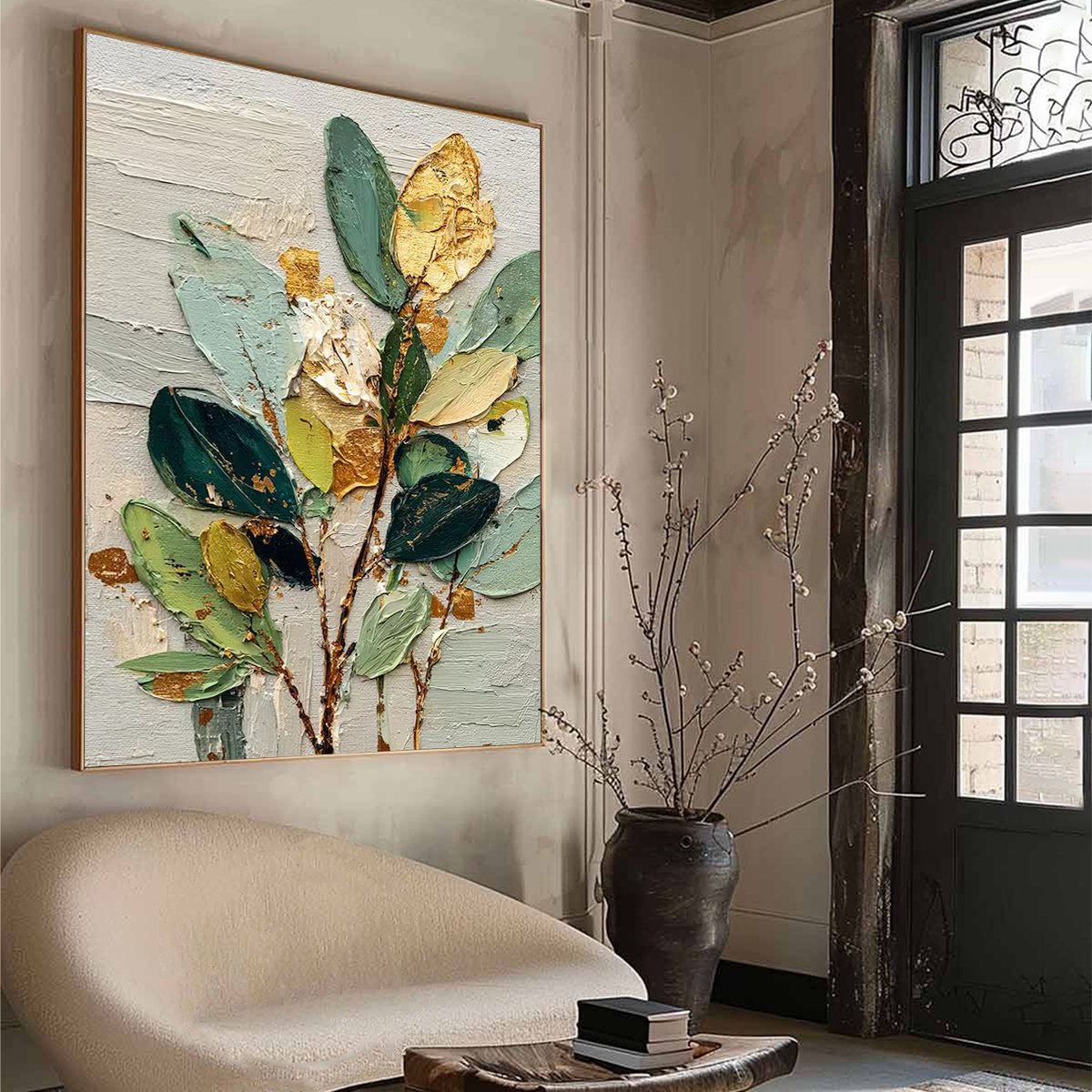 GILDED BOTANICA: Textured Palette Knife Floral Oil Painting