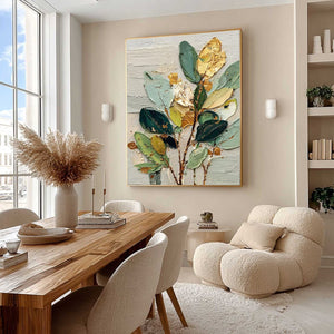 GILDED BOTANICA: Textured Palette Knife Floral Oil Painting
