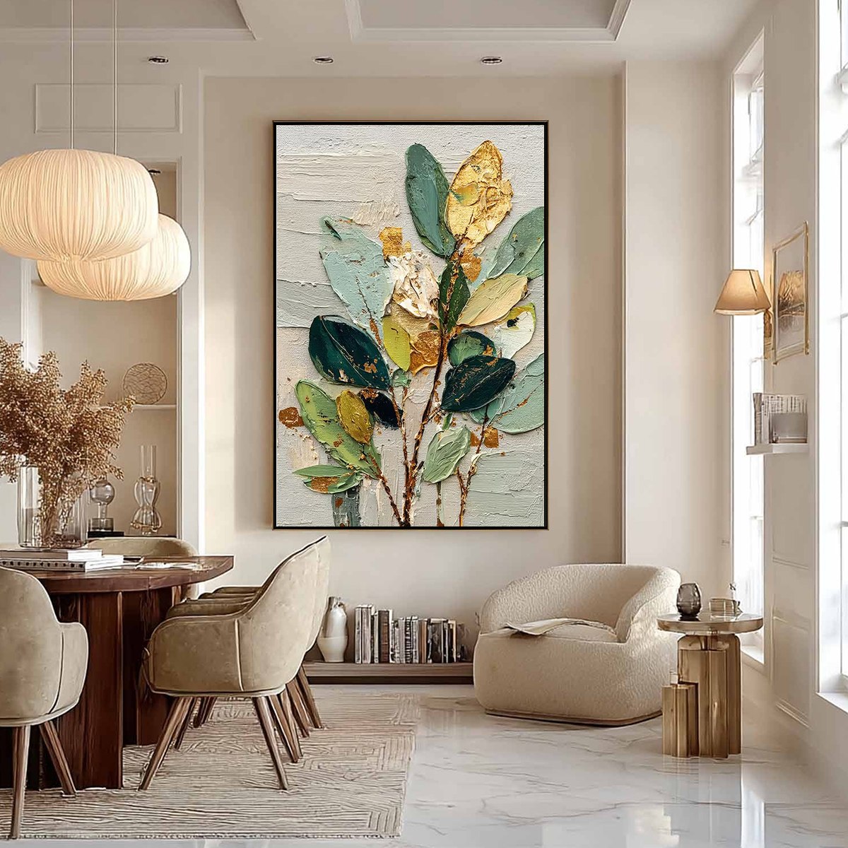 GILDED BOTANICA: Textured Palette Knife Floral Oil Painting